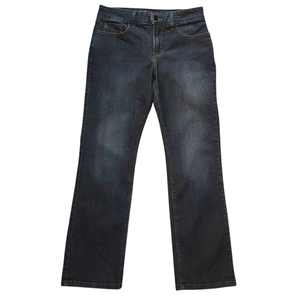 NYDJ Marilyn Straight Leg Jeans Dark Wash Slimming Petite 4P Lift Tuck
